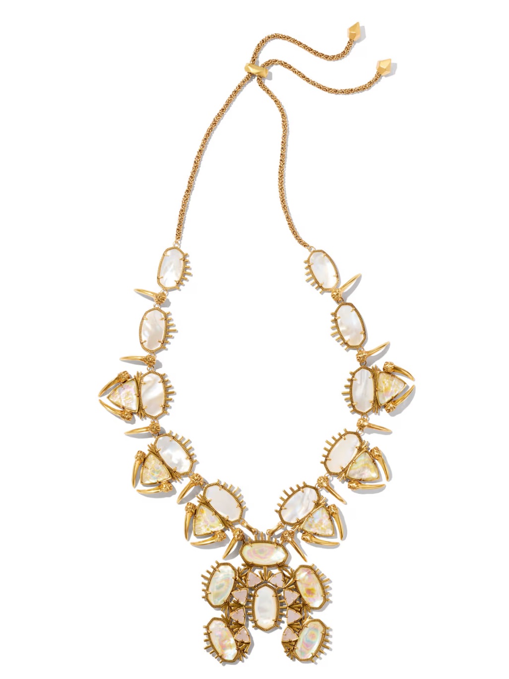 Kendra Scott Gold-Tone Necklace With Iridescent White Stones